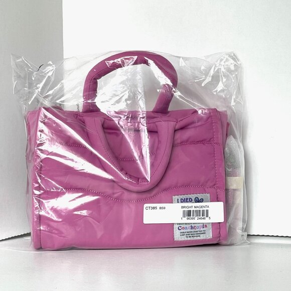 Coach Coachtopia Loop Mini Tote CT385 Pink Puffy Crossbody Bright Magenta - Picture 4 of 9